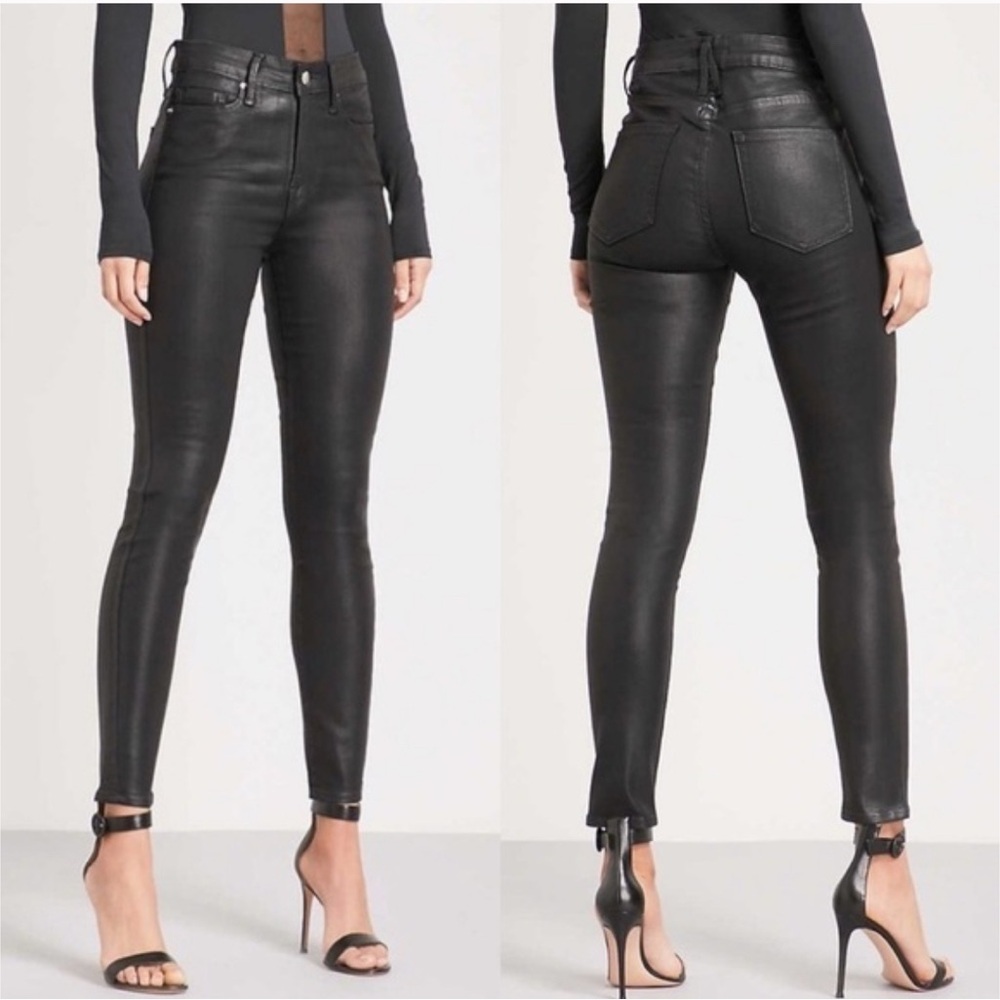 GOOD AMERICAN good legs skinny jeans coated black